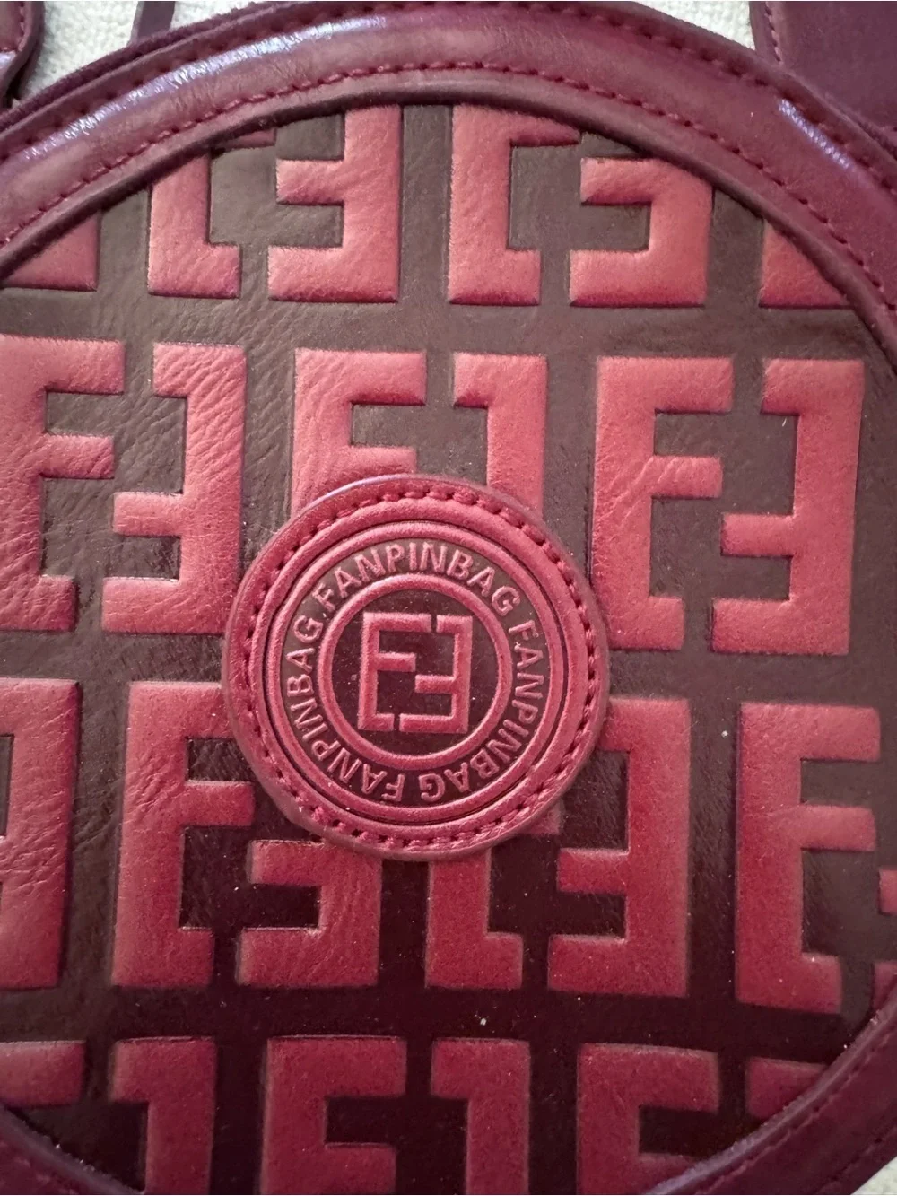 FanPinBag circular crossbody purse -Red/Black